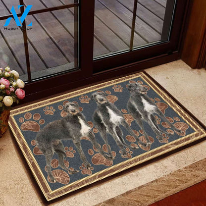 Scottish Deerhound Flower Paw - Dog Doormat | Welcome Mat | House Warming Gift