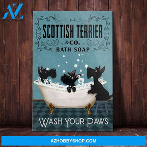 Scottish Terrier Dog Bath Soap Canvas Wall Art, Wall Decor Visual Art