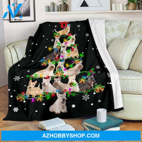 Scottish Terrier Dog Christmas Tree Funny Noel Blanket Gift For Dog Lovers Birthday Gift Home Decor Bedding Couch Sofa Soft and Comfy Cozy