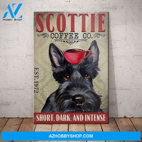 Scottish Terrier Dog Coffee Company Canvas Wall Art, Wall Decor Visual Art
