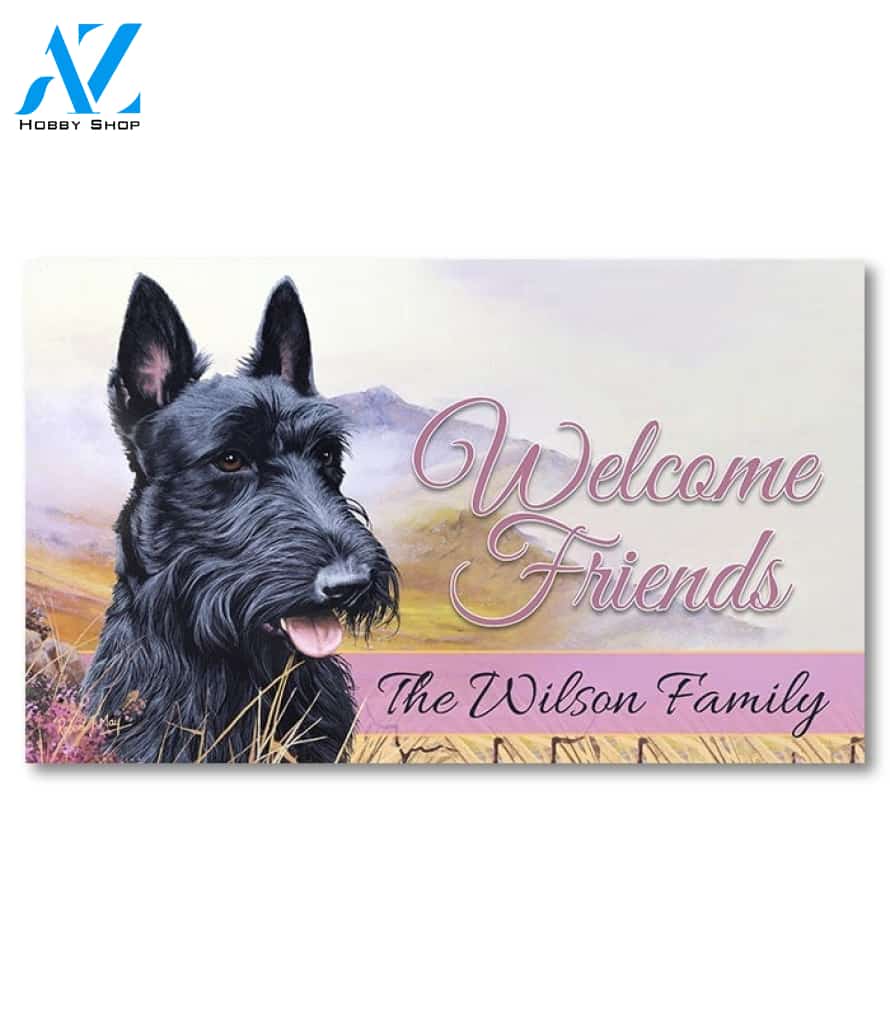 Scottish Terrier Field Personalized Doormat - 18" x 30"