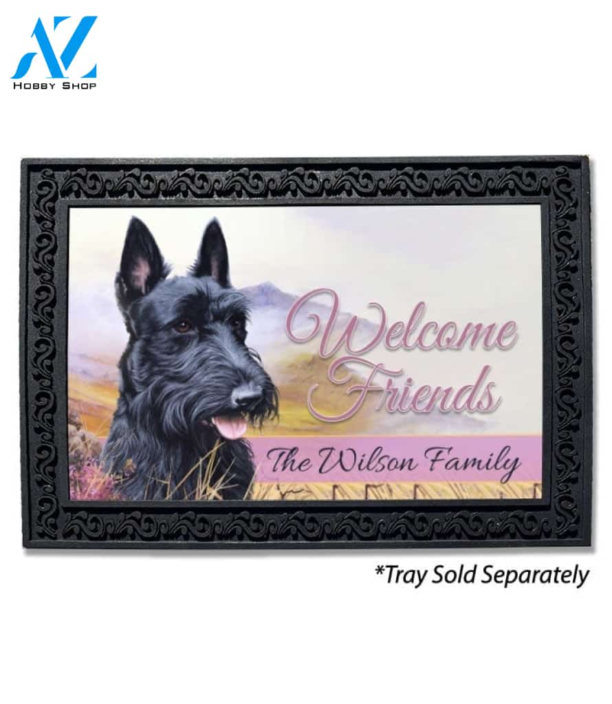 Scottish Terrier Field Personalized Doormat - 18" x 30"