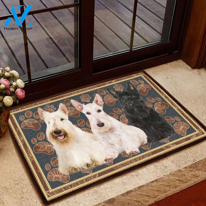 Scottish Terrier Flower Paw - Dog Doormat Welcome Mat House Warming Gift Home Decor Gift for Dog Lovers Funny Doormat Gift Idea