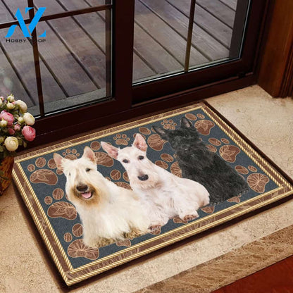Scottish Terrier Flower Paw - Dog Doormat | Welcome Mat | House Warming Gift