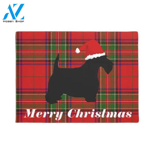 Scottish Terrier Merry Christmas Doormat Welcome Mat Housewarming Home Decor Gift For Dog Lovers