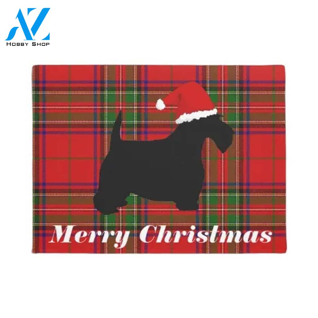 Scottish Terrier Merry Christmas Doormat Welcome Mat Housewarming Home Decor Gift For Dog Lovers
