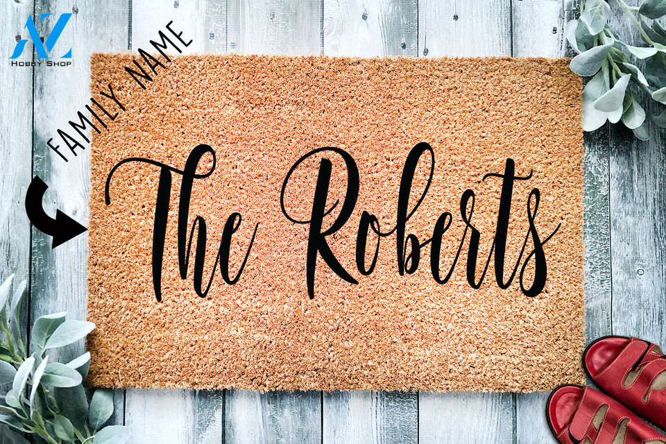 Script Custom Family Name Welcome Doormat | Welcome Mat | House Warming Gift