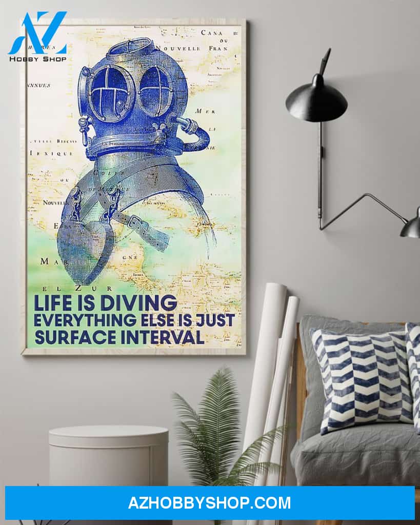 Scuba Diver Life Is Diving Vertical Wall Hanging, Wall Decor Visual Art