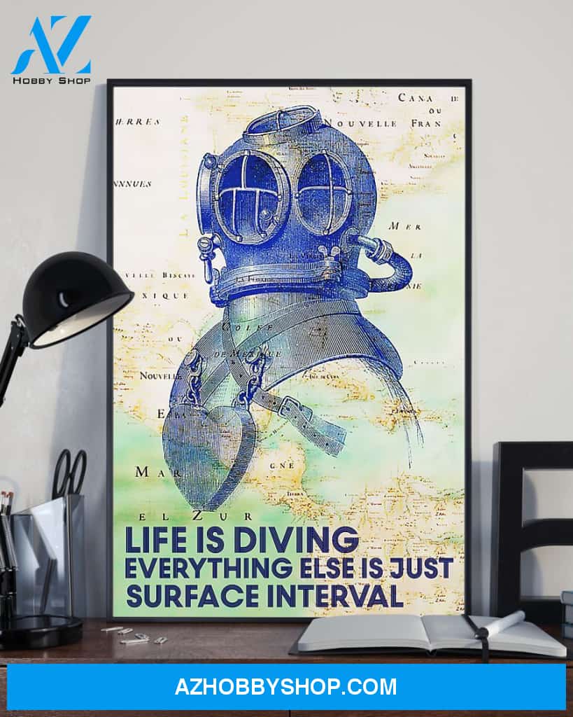 Scuba Diver Life Is Diving Vertical Wall Hanging, Wall Decor Visual Art