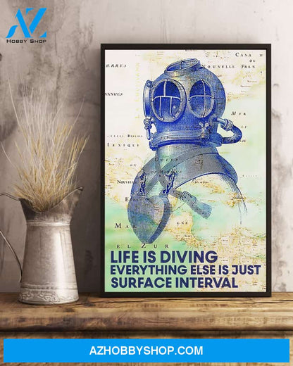 Scuba Diver Life Is Diving Vertical Wall Hanging, Wall Decor Visual Art