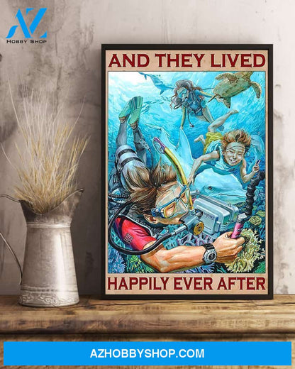 Scuba Diving And They Lived Happily Ever After Vertical Canvas Decor, Wall Decor Visual Art