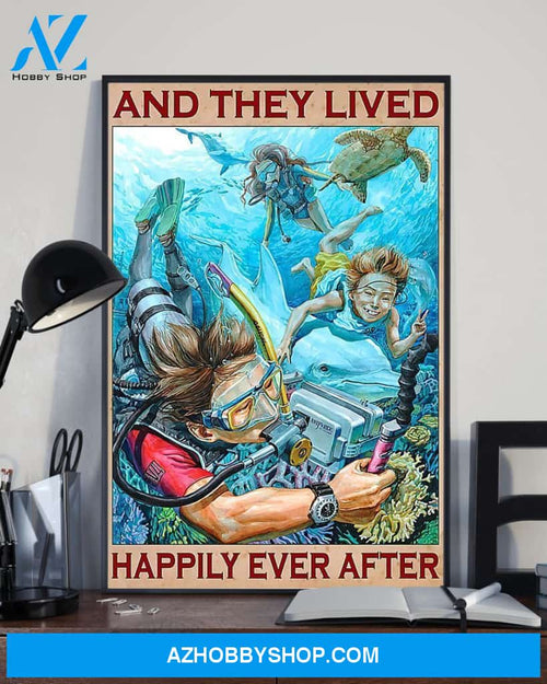 Scuba Diving And They Lived Happily Ever After Vertical Canvas Decor, Wall Decor Visual Art