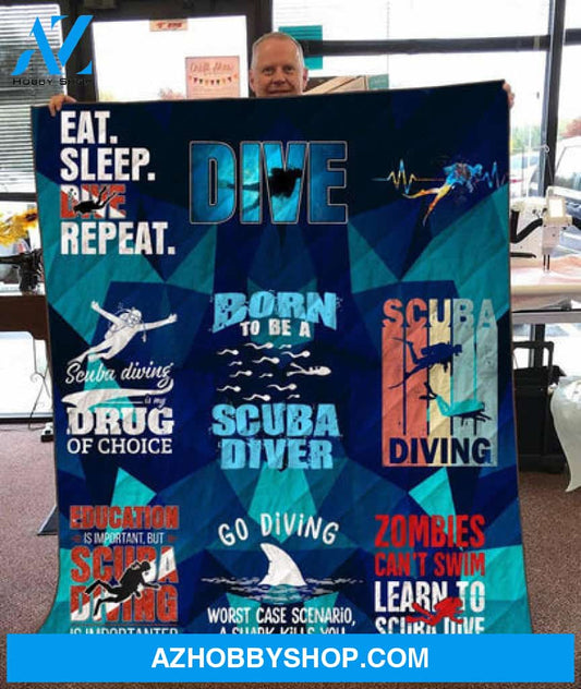 Scuba Diving Blanket, Scuba Diving Born To Be A Scuba Diver Fleece Blanket