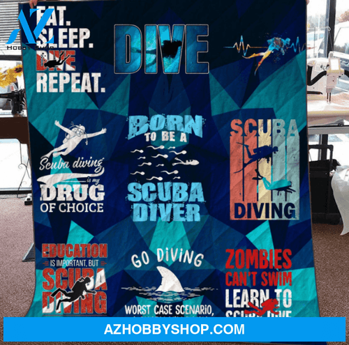 Scuba Diving Blanket, Born To Be A Scuba Diver Fleece Blanket, Gift For Scuba Diving