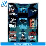 Scuba Diving Blanket, Born To Be A Scuba Diver Fleece Blanket, Gift For Scuba Diving