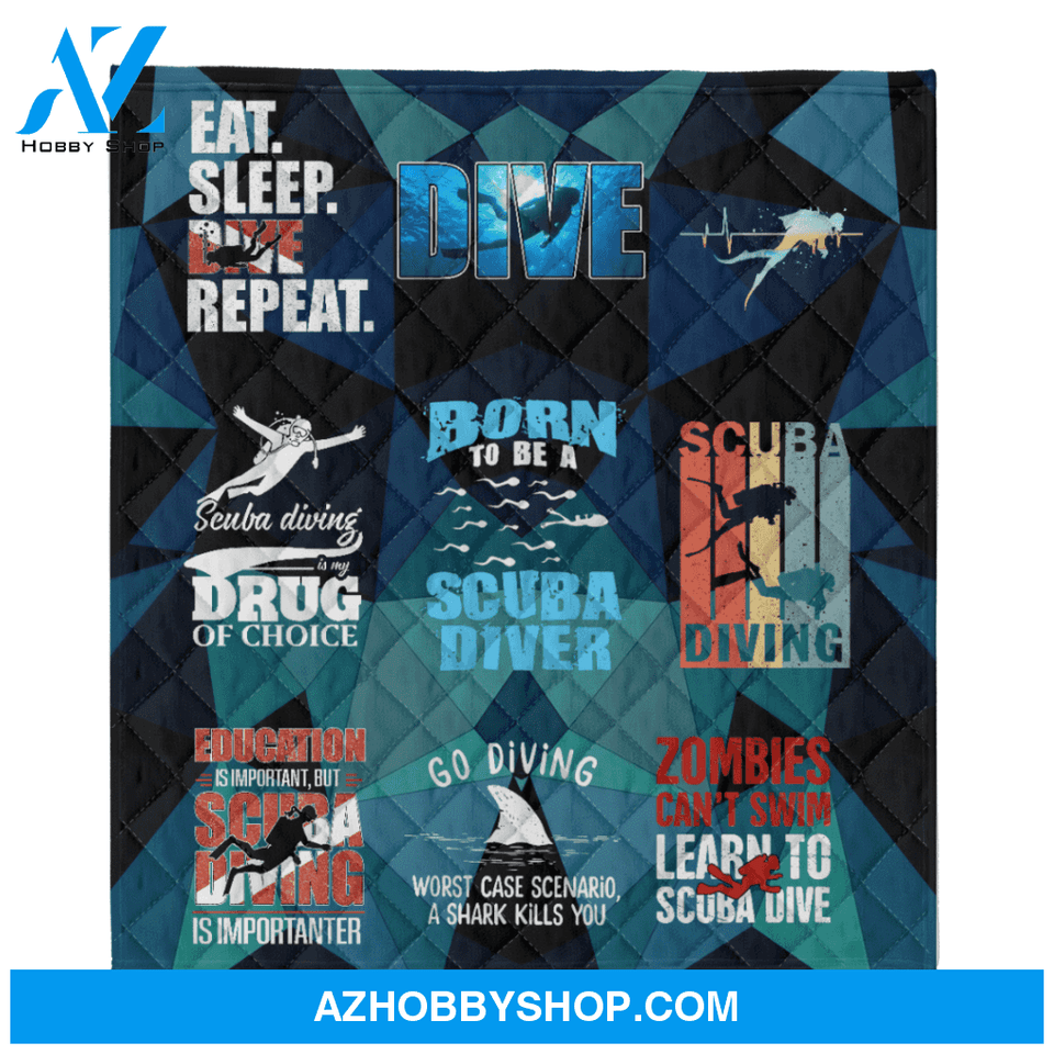 Scuba Diving Blanket, Born To Be A Scuba Diver Fleece Blanket, Gift For Scuba Diving