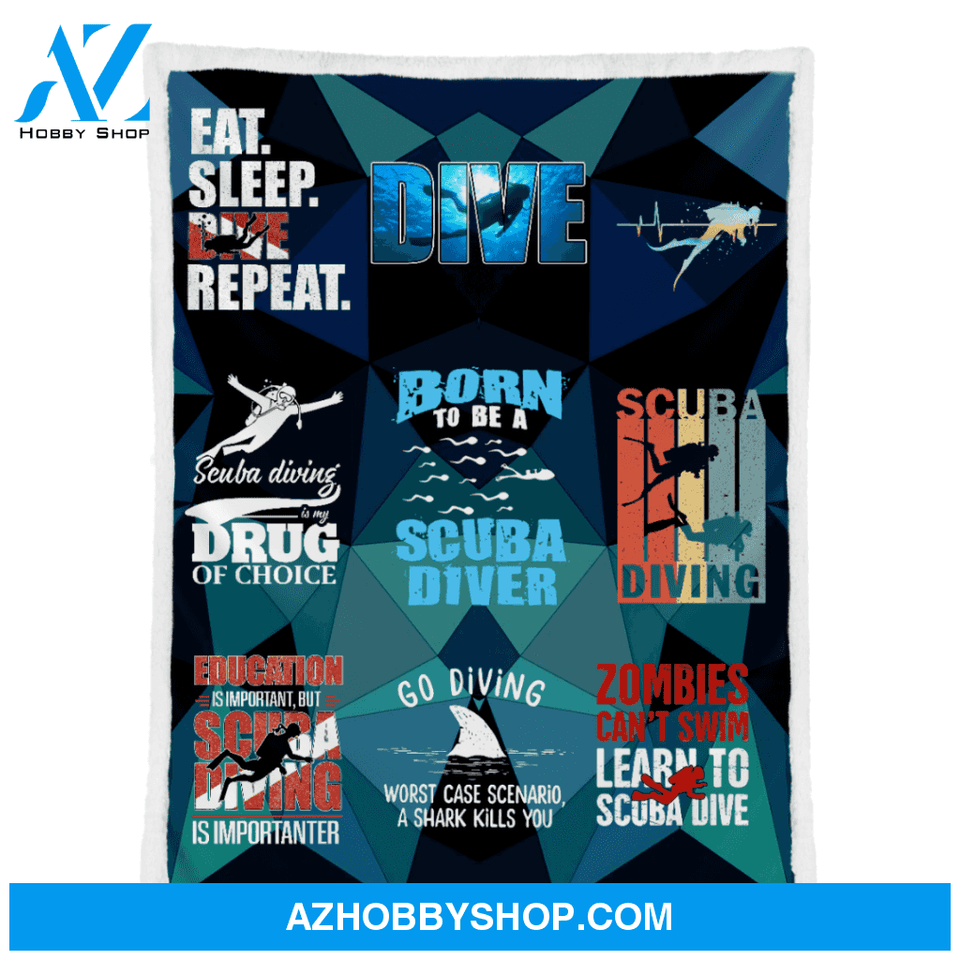 Scuba Diving Blanket, Born To Be A Scuba Diver Fleece Blanket, Gift For Scuba Diving
