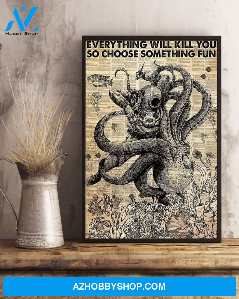 Scuba Diving Choose Something Fun Vertical Canvas Decor, Wall Decor Visual Art