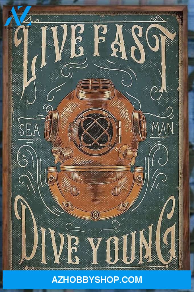 Scuba Diving Diver Live Fast Sea Man Dive Young Canvas And Poster, Wall Decor Visual Art