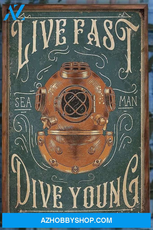 Scuba Diving Diver Live Fast Sea Man Dive Young Canvas And Poster, Wall Decor Visual Art
