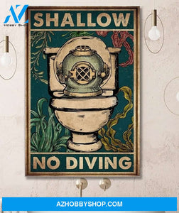 Scuba Shallow No Diving Canvas And Poster, Wall Decor Visual Art