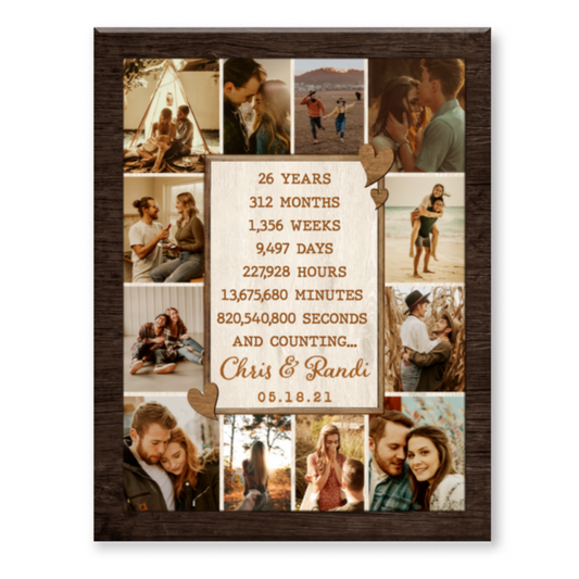 26th Anniversary Photo Collage Canvas, Custom 26 Year Anniversary Gift