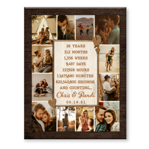 26th Anniversary Photo Collage Canvas, Custom 26 Year Anniversary Gift