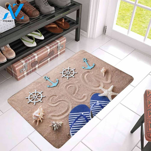 Sea Flip Flops Doormat Welcome Mat Housewarming Gift Home Decor Funny Doormat Best Gift Idea For Beach Lovers