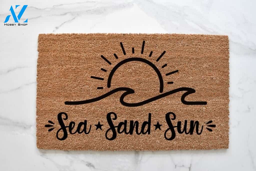 Sea Sand Sun - Beach House Doormat Welcome Mat House Warming Gift Home Decor Funny Doormat Gift Idea