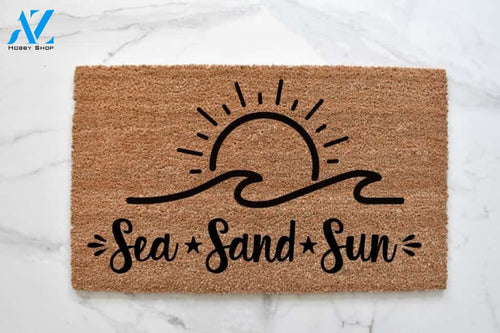 Sea Sand Sun - Beach House Doormat Welcome Mat House Warming Gift Home Decor Funny Doormat Gift Idea
