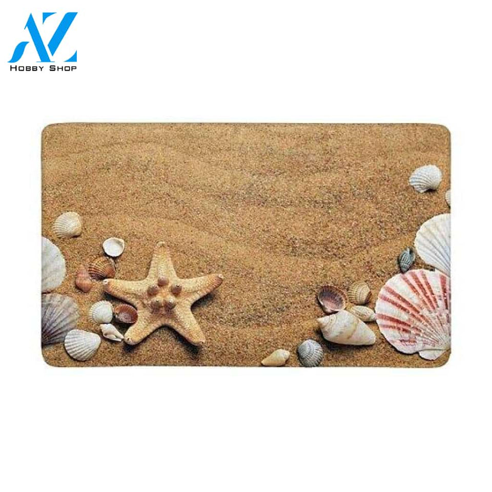 Sea Shells with Sand Doormat Indoor And Outdoor Doormat Warm House Gift Welcome Mat Birthday Gift For Beach Lover Seashells Lover