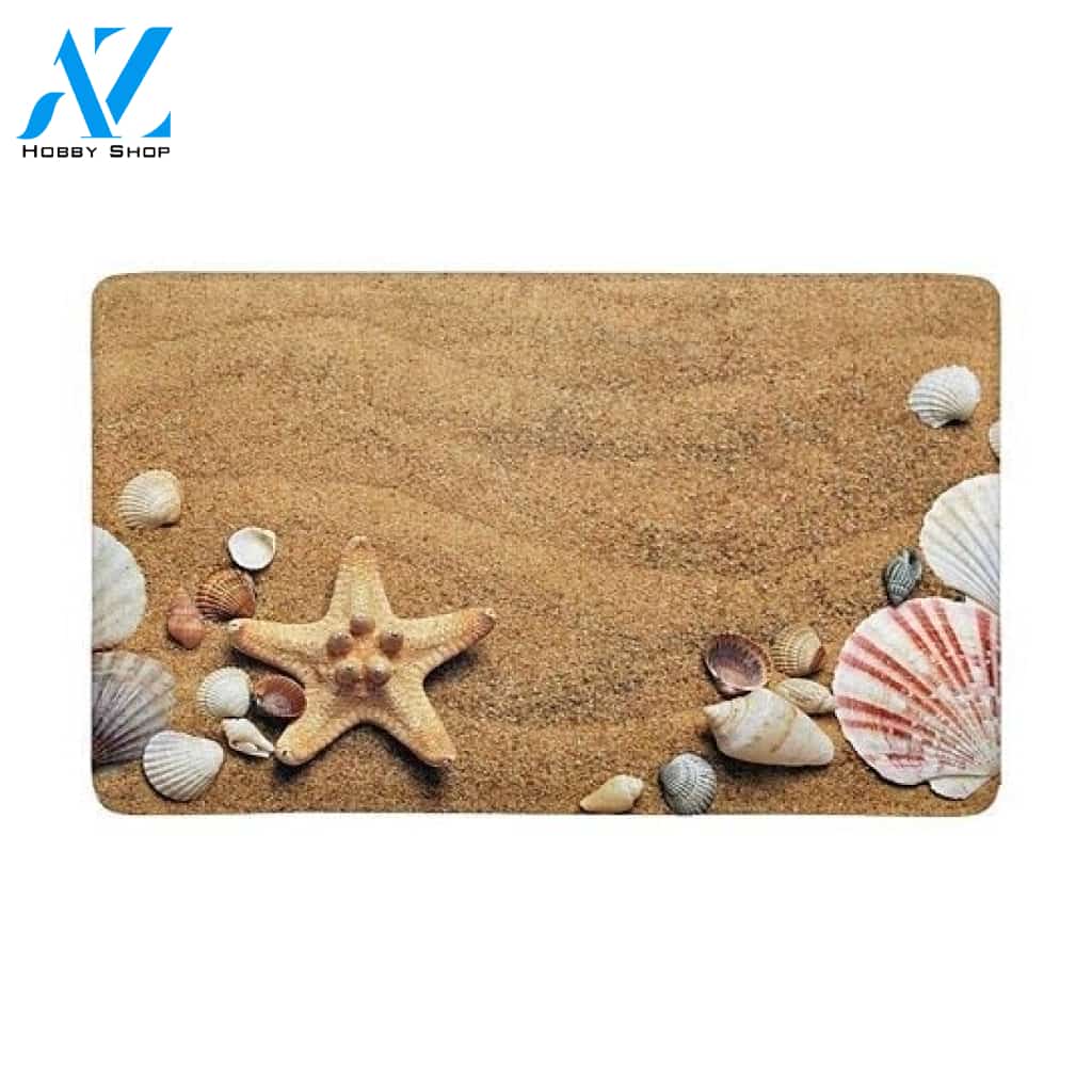 Sea Shells with Sand Doormat Indoor And Outdoor Doormat Warm House Gift Welcome Mat Birthday Gift For Beach Lover Seashells Lover