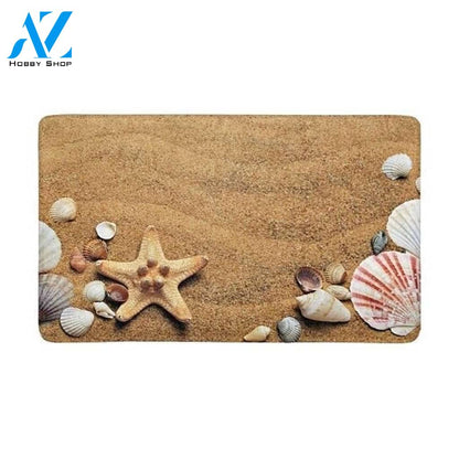 Sea Shells with Sand Doormat Indoor And Outdoor Doormat Warm House Gift Welcome Mat Birthday Gift For Beach Lover Seashells Lover