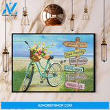 Sea Turtle Bicycle Smile Often Think Positively Give Thanks Canvas And Poster, Wall Decor Visual Art