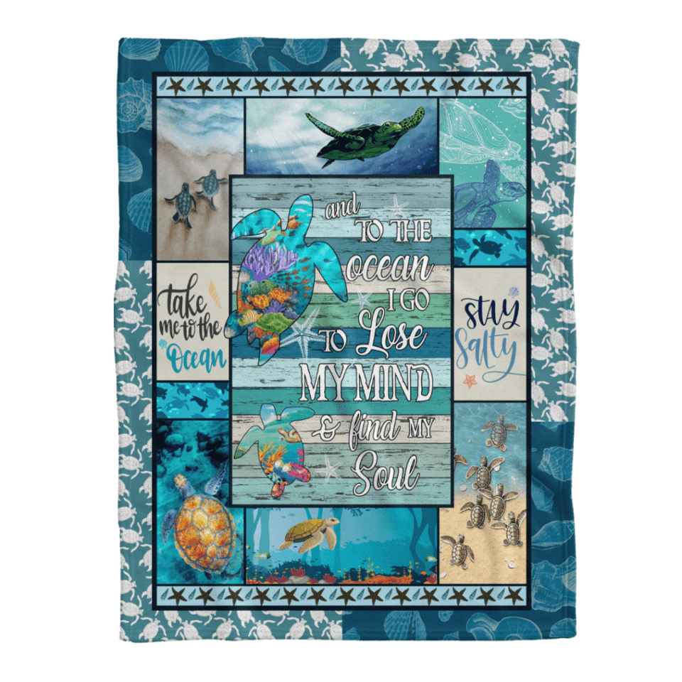 Sea Turtle Blanket, Take Me To The Ocean Fleece Blanket