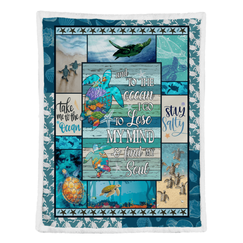 Sea Turtle Blanket, Take Me To The Ocean Fleece Blanket