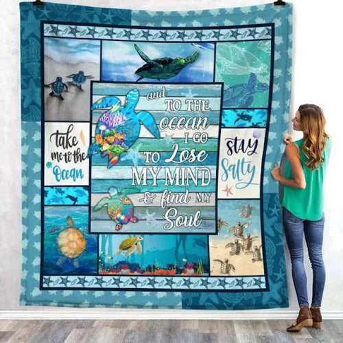 Sea Turtle Blanket, Take Me To The Ocean Fleece Blanket