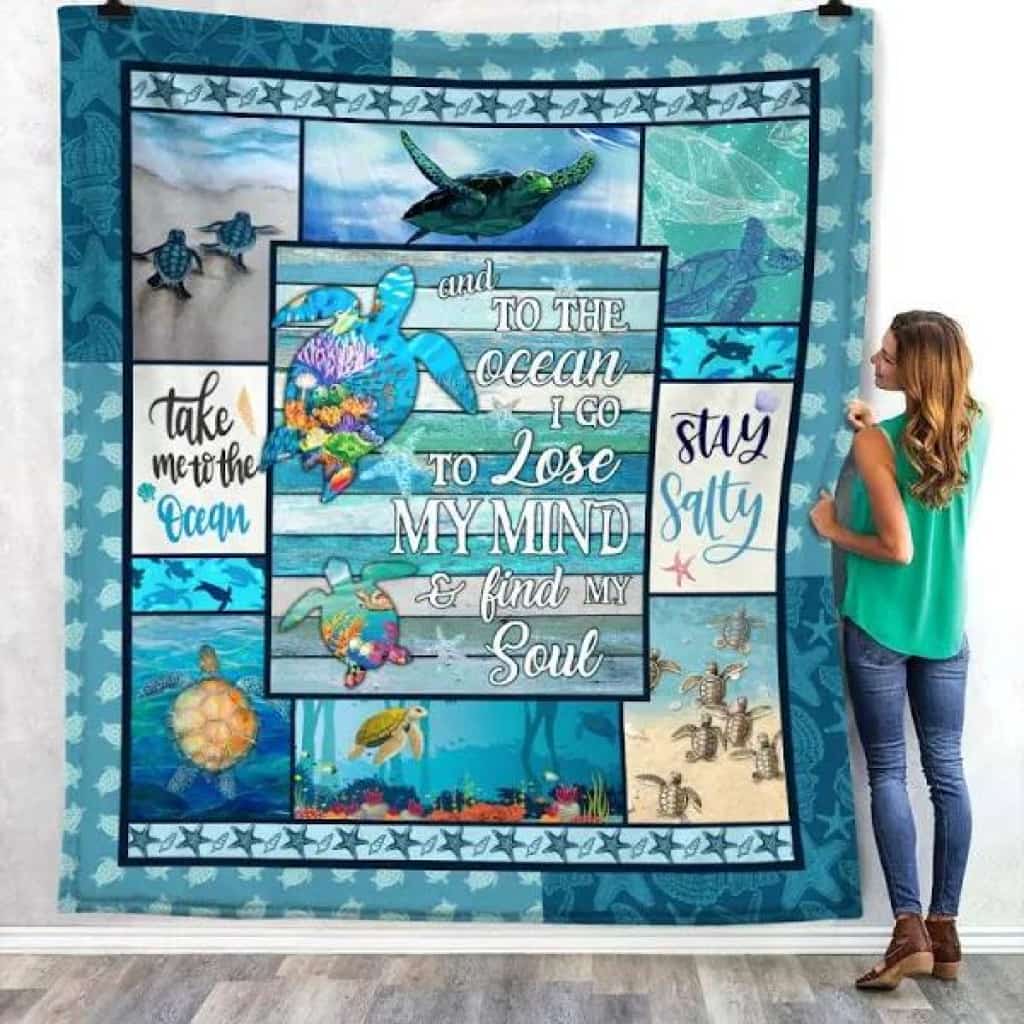 Sea Turtle Blanket, Take Me To The Ocean Fleece Blanket