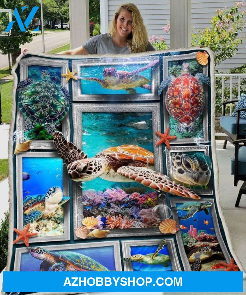 Sea Turtle Blue Ocean Blanket Gift For Turtle Lovers Birthday Gift Home Decor Bedding Couch Sofa Soft and Comfy Cozy