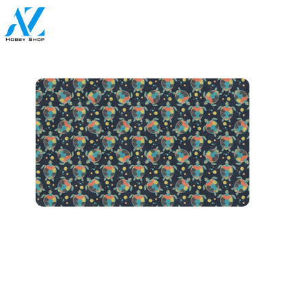 Sea Turtle Colorful with bubble Print Rubber Doormat