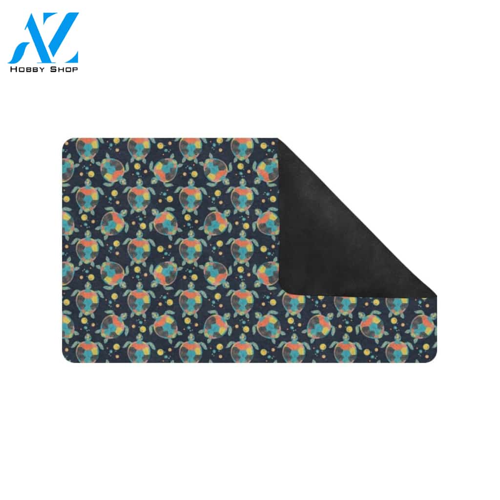 Sea Turtle Colorful with bubble Print Rubber Doormat