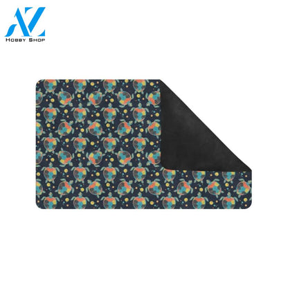 Sea Turtle Colorful with bubble Print Rubber Doormat