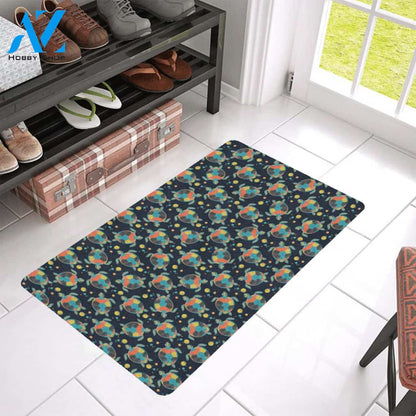 Sea Turtle Colorful with bubble Print Rubber Doormat