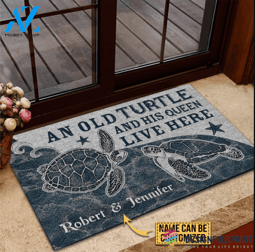 Sea Turtle Couple Live Here Customized Doormat LH Gift For Turtle Lover Gift For Family Memorial Keepsakes Gift For Couple