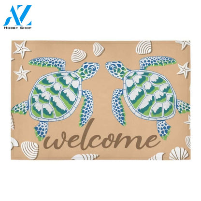 Sea Turtle Couple Welcome Printed Doormat Home Decor