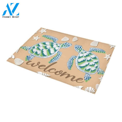 Sea Turtle Couple Welcome Printed Doormat Home Decor