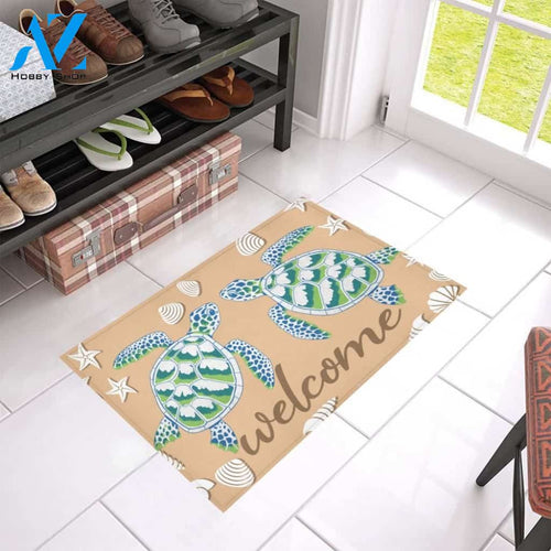 Sea Turtle Couple Welcome Printed Doormat Home Decor