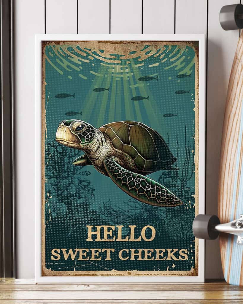 Sea Turtle Hello Sweet Cheeks Vertical Poster/ Matte Canvas No Frame