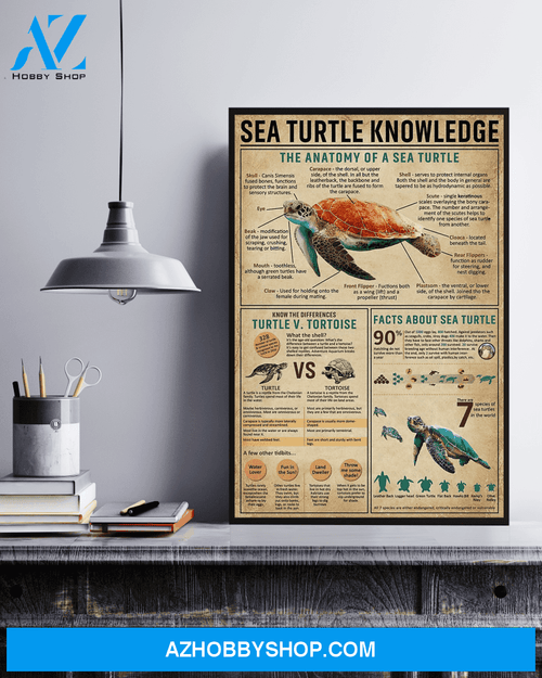 Sea Turtle Knowledge Canvas And Poster, Wall Decor Visual Art