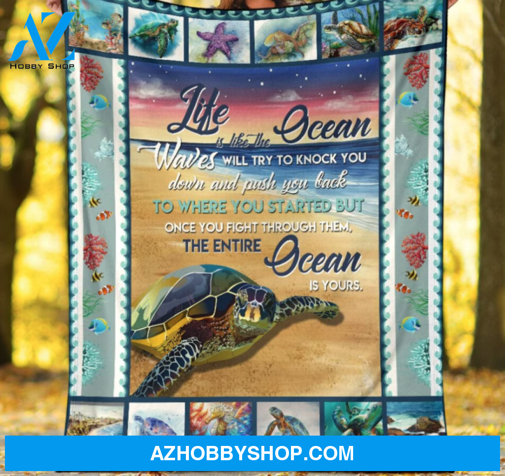 Sea Turtle Life Is Like Ocean To Where You Started Blanket Gift For Turtle Lovers Birthday Gift Home Decor Bedding Couch Sofa Soft and Comfy Cozy